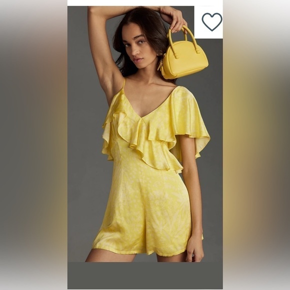 Anthropologie Pants - Anthropologie Corey Lynn Calter One-Shoulder Ruffle Romper romantic Sz M